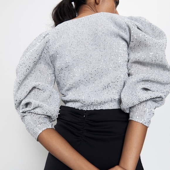 ZARA V-neck Sequin Top BNWT - Picture 6 of 7